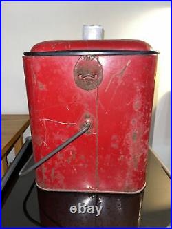 Vintage 1950's Original PLEASURE CHEST Soda Pop Cooler Coke Red Metal Ice Chest