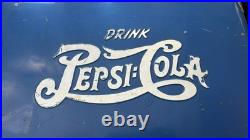 Vintage 1950's PEPSI Blue PEPSI-COLA Picnic Metal Ice Chest Cooler with Tray