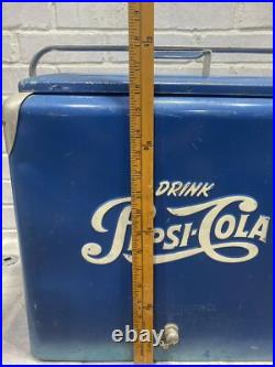 Vintage 1950's PEPSI Blue PEPSI-COLA Picnic Metal Ice Chest Cooler with Tray Vintage 1950's PEPSI Blue PEPSI-COLA Picnic Metal Ice Chest Cooler with Tray