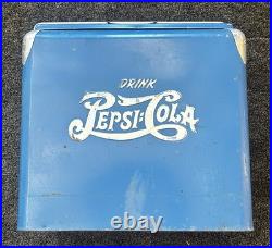 Vintage 1950's PEPSI Blue PEPSI-COLA Picnic Metal Ice Chest Cooler with Tray