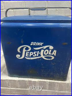 Vintage 1950's PEPSI Blue PEPSI-COLA Picnic Metal Ice Chest Cooler with Tray Vintage 1950's PEPSI Blue PEPSI-COLA Picnic Metal Ice Chest Cooler with Tray