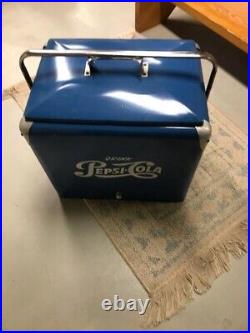 Vintage 1950's PEPSI Blue PEPSI-COLA Picnic Metal Ice Chest Cooler with Tray