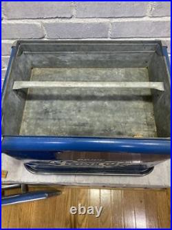 Vintage 1950's PEPSI Blue PEPSI-COLA Picnic Metal Ice Chest Cooler with Tray Vintage 1950's PEPSI Blue PEPSI-COLA Picnic Metal Ice Chest Cooler with Tray