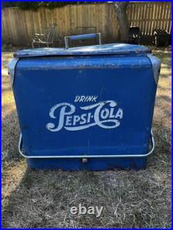 Vintage 1950's PEPSI Blue PEPSI-COLA Picnic Metal Ice Chest Portland Oregon