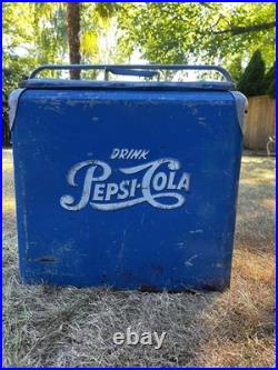 Vintage 1950's PEPSI Blue PEPSI-COLA Picnic Metal Ice Chest Portland Oregon