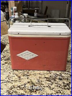 Vintage 1950's Pink & White Coleman Cooler Rare Find 14H x 18L x 10W