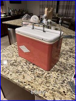 Vintage 1950's Pink & White Coleman Cooler Rare Find 14H x 18L x 10W