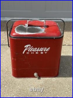 Vintage 1950's Pleasure Chest Cooler Red Metal withbottle opener
