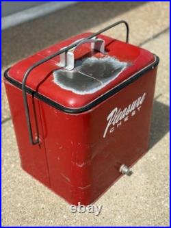 Vintage 1950's Pleasure Chest Cooler Red Metal withbottle opener
