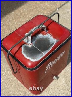 Vintage 1950's Pleasure Chest Cooler Red Metal withbottle opener