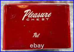 Vintage 1950's Pleasure Chest Red Painted Steel Icebox Cooler Metal Retro RARE