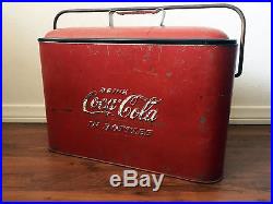 Vintage 1950's Progress Refrigerator Metal Coca Cola A Model Cooler Ice Chest