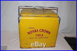 Vintage 1950's RC Royal Crown Cola Soda Pop Bottle Metal Picnic Cooler Sign
