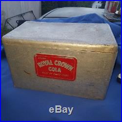 Vintage 1950's RC Royal Crown Cola Soda Pop Cooler Embossed Metal Gas Oil Sign