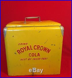 Vintage 1950's RC Royal Crown Cola Soda Pop Embossed Metal Cooler RC ICE CHEST