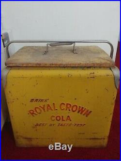 Vintage 1950's RC Royal Crown Cola Soda Pop Picnic Cooler Embossed Metal Sign