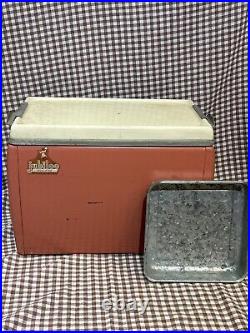 Vintage 1950's Red Jubilee Insulated Ice Chest Camping Cooler Metal USA Made