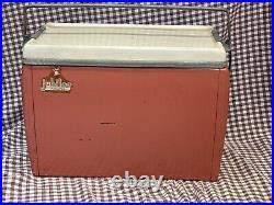 Vintage 1950's Red Jubilee Insulated Ice Chest Camping Cooler Metal USA Made