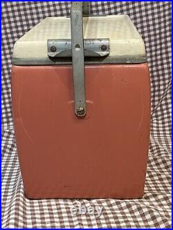 Vintage 1950's Red Jubilee Insulated Ice Chest Camping Cooler Metal USA Made