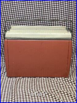 Vintage 1950's Red Jubilee Insulated Ice Chest Camping Cooler Metal USA Made