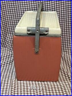 Vintage 1950's Red Jubilee Insulated Ice Chest Camping Cooler Metal USA Made