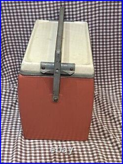 Vintage 1950's Red Jubilee Insulated Ice Chest Camping Cooler Metal USA Made