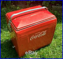 Vintage 1950's Red Metal Coca Cola Cooler