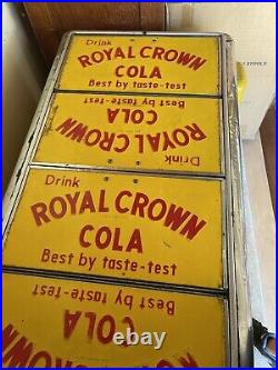 Vintage 1950's Royal Crown Cola Yellow Metal Cooler Nice! Soda Shop Coke Nehi