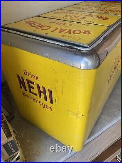 Vintage 1950's Royal Crown Cola Yellow Metal Cooler Nice! Soda Shop Coke Nehi