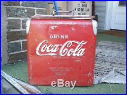 Vintage 1950's TempRite Coca Cola Soda Pop Picnic Cooler Embossed Metal