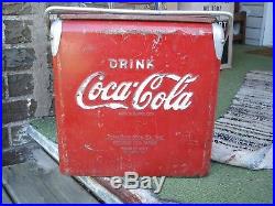 Vintage 1950's TempRite Coca Cola Soda Pop Picnic Cooler Embossed Metal