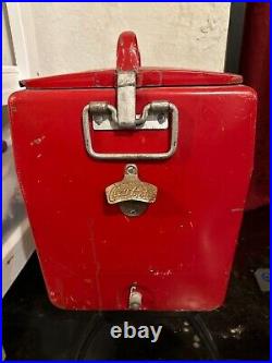 Vintage 1950's coca cola cooler metal Large with Tray and drain excellent shape