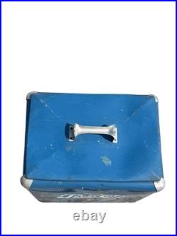 Vintage 1950S Drink Pepsi Cola Blue Metal Portable Picnic Cooler/Ice Box/Chest