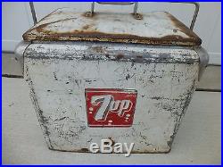 Vintage 1950s 7up cooler metal with tray