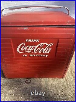 Vintage 1950s Acton MFG Co Metal Coca-Cola Soda Pop Bottle Coke Ice Chest Cooler