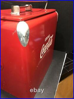 Vintage 1950s Acton MFG Coca-Cola Metal Cooler With Bottle Opener & Drain