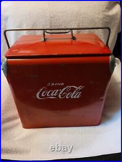 Vintage 1950s Acton Metal Coca-Cola Cooler Soda Pop Bottle Coke Picnic Chest Old