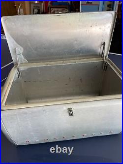 Vintage 1950s Aluminum Pepsi Cola Metal Cooler Ice Chest Box MCM Complete