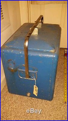 Vintage 1950s Blue DRINK PEPSI COLA Soda Pop Metal Cooler with Tray Coke