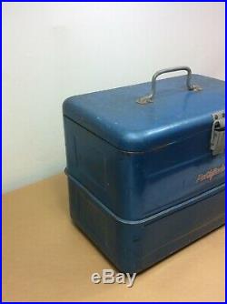 Vintage 1950s Blue Pathfinder Metal Picnic Cooler Original Rare. Cool
