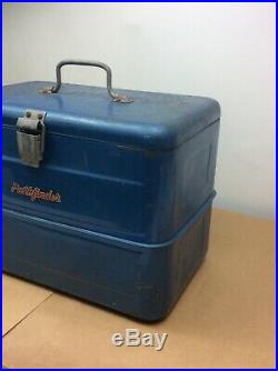 Vintage 1950s Blue Pathfinder Metal Picnic Cooler Original Rare. Cool