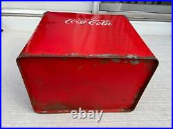 Vintage 1950s COCA-COLA Metal RED Cooler Soda Drink Has Chrome Corners with Tray