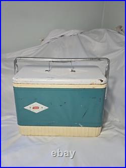 Vintage 1950s COLEMAN Metal Cooler DIAMOND LOGO 18x 10½x 13 BLUE (40-qrt.)
