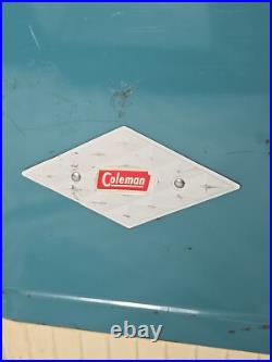 Vintage 1950s COLEMAN Metal Cooler DIAMOND LOGO 18x 10½x 13 BLUE (40-qrt.)