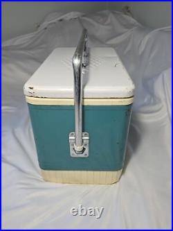 Vintage 1950s COLEMAN Metal Cooler DIAMOND LOGO 18x 10½x 13 BLUE (40-qrt.)