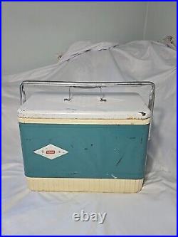 Vintage 1950s COLEMAN Metal Cooler DIAMOND LOGO 18x 10x 13 BLUE (40-qrt.)