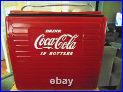 Vintage 1950s Coca Cola Acton MFG Red Metal Coke Cooler Vintage 1950s Coca Cola Acton MFG Red Metal Coke Cooler