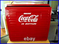 Vintage 1950s Coca Cola Acton MFG Red Metal Coke Cooler Vintage 1950s Coca Cola Acton MFG Red Metal Coke Cooler