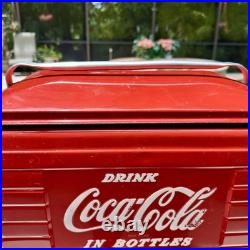 Vintage 1950s Coca Cola Acton MFG Red Metal Coke Cooler Vintage 1950s Coca Cola Acton MFG Red Metal Coke Cooler