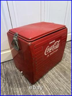 Vintage 1950s Coca-Cola Acton Metal Picnic Cooler with Tray & Lid Coke Advertising Vintage 1950s Coca-Cola Acton Metal Picnic Cooler with Tray & Lid Coke Advertising